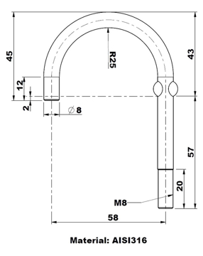 Show details for Krok akter 58/57 mm Picture of Krok akter 58/57 mm