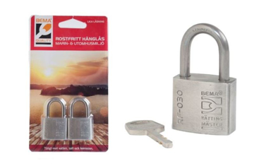 Visa detaljer för BEMA QUALITY HÄNGLÅS RF-030 OKLASS. ROSTFRITT 2-PACK, LIKA LÅSN. Bild på BEMA QUALITY HÄNGLÅS RF-030 OKLASS. ROSTFRITT 2-PACK, LIKA LÅSN.