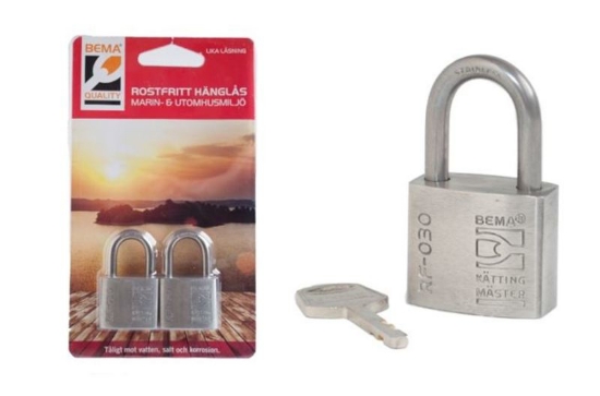 Billede af BEMA QUALITY HÄNGLÅS RF-030 OKLASS. ROSTFRITT 2-PACK, LIKA LÅSN.