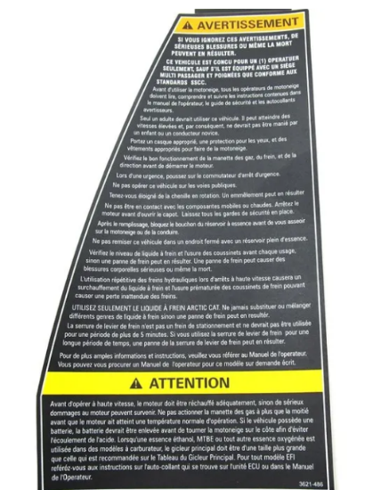 Billede af DECAL,WARNING-FRENCH
