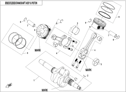 Bilde for kategori CRANKSHAFT, CONNECTING ROD, PISTON (E04-V3)