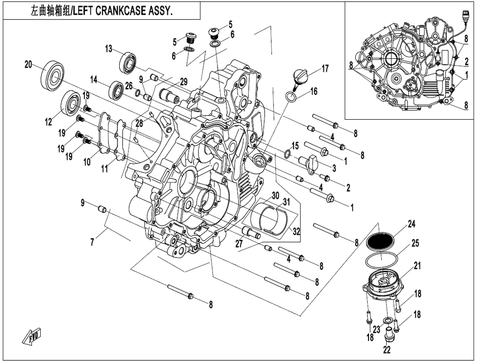 Bild för kategori LEFT CRANKCASE ASSY (E01-1)