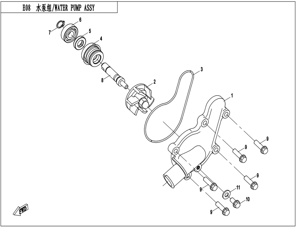 Bild för kategori WATER PUMP ASSY. (E08)
