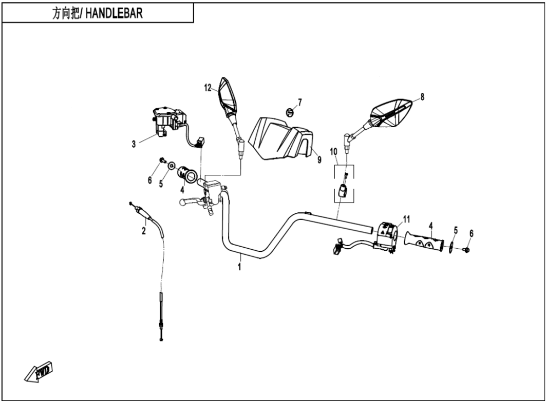 Billede til varegruppe HANDLEBAR(W/O PARKING SYSTEM) (F10-1-B)