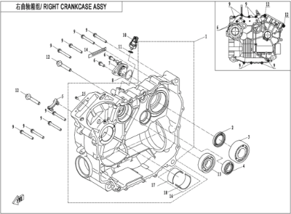 Bilde for kategori RIGHT CRANKCASE  (E01-2-V2)