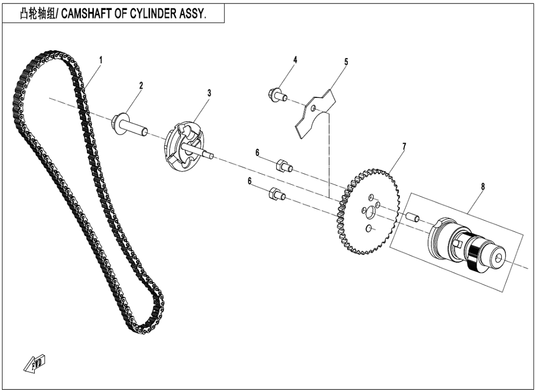 Billede til varegruppe CAMSHAFT OF CYLINDER  (E02-4)