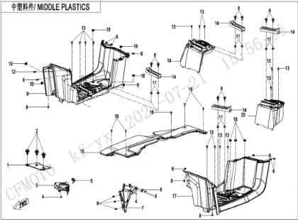 Bild för kategori MIDDLE PLASTICS (1) (WITH GEARSHIFT LOCK) (F04-3-V2)