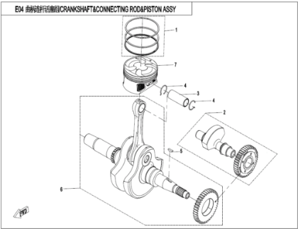 Billede til varegruppe CRANKSHAFT, CONNECTING ROD & PISTON (E04)