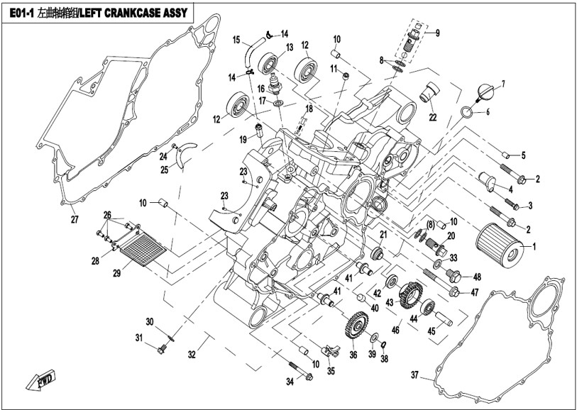 Bilde for kategori LEFT CRANKCASE (E01-1-V1)