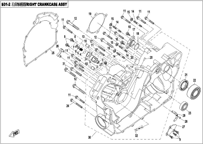Picture for category RIGHT CRANKCASE (E01-2-V1)