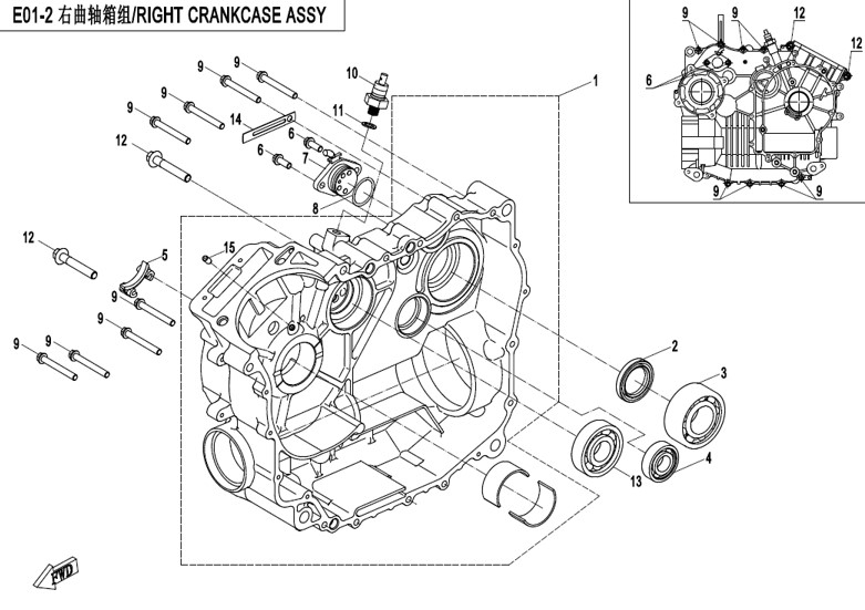 Bilde for kategori RIGHT CRANKCASE (E01-2)