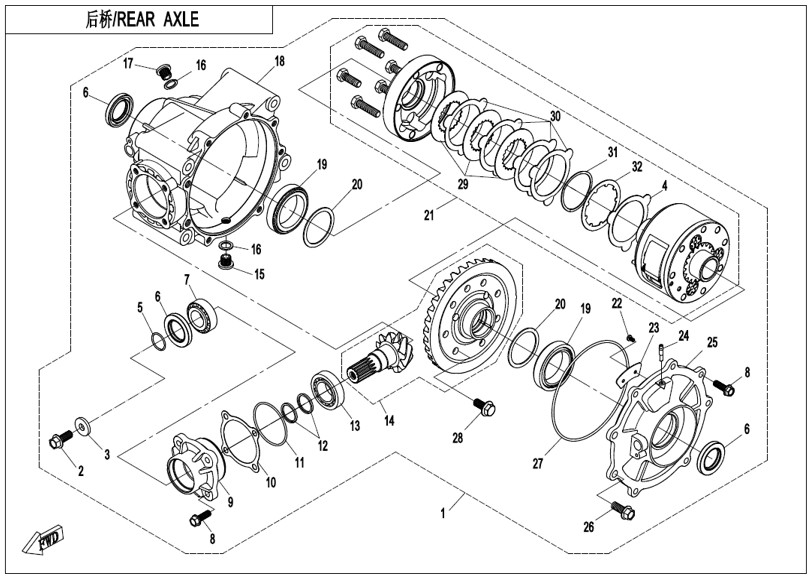 Picture for category REAR AXLE(AUTOMATIC DIFFERENTIAL LOCK) (F33-A-V2)