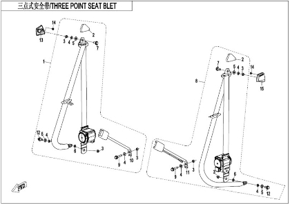 Bilde for kategori THREE POINT SEAT BELT (F34-V2)