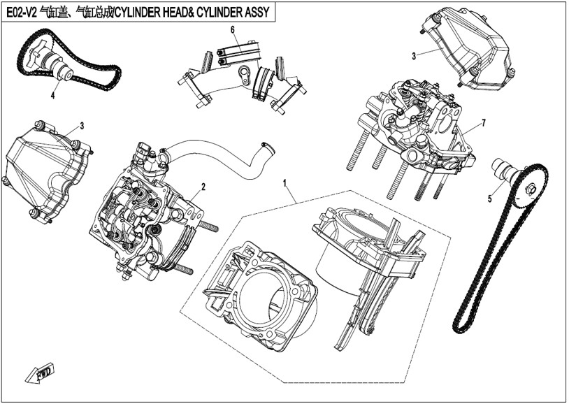 Bild för kategori CYLINDER HEAD & CYLINDER (E02-V2)