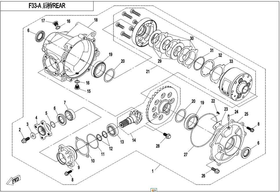 Bild för kategori REAR AXLE(WITH DIFFERENTIAL) (F33-A)