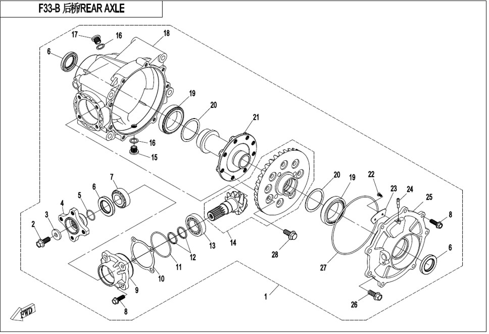 Picture for category REAR AXLE(NO DIFFERENTIAL) (F33-B)