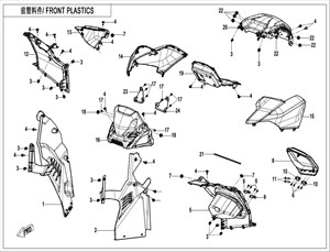 Picture for category FRONT PLASTICS (8" DASHBOARD)