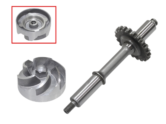 Bild på vattenpumpsaxel med drev/impeller